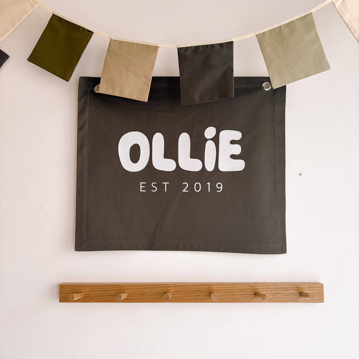custom wall banner. custom wall flag. custom bedroom banner. custom playroom banner. custom playroom wall flag. personalised wall banner. personalised wall flag. personalised bedroom banner. personalised playroom banner. custom kids wall hanging. monogrammed kids wall flag.