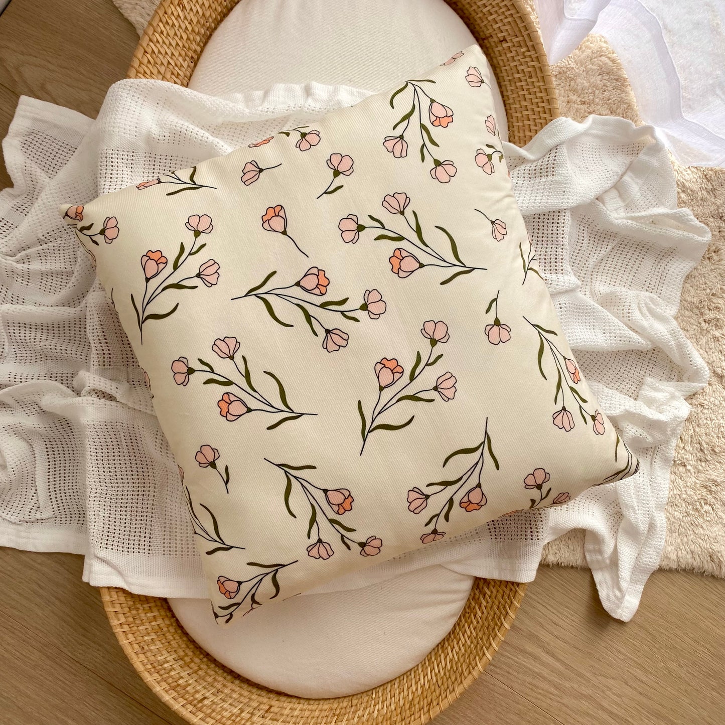 Vintage buds cushion slip  ~ Sample sale