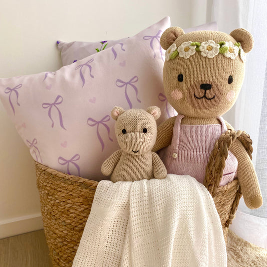 Bows cushion slip / cushion cover ~ lilac