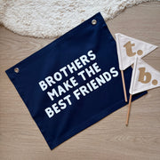 Brothers bedroom styling. Brothers bedroom wall decor. Brothers bedroom wall banner. Brothers wall banner. Brothers bedroom inspo. Brothers bedroom decor ideas. Shared boys bedroom decor. Brothers make the best friends banner. Shared boys room inspo.