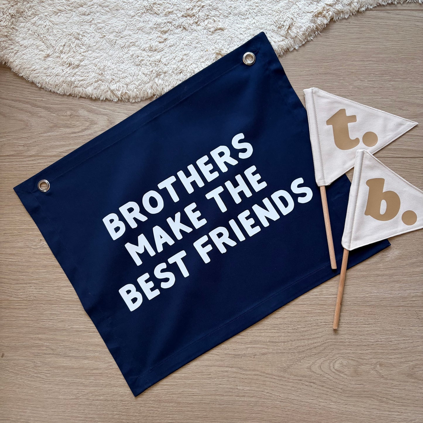 Brothers bedroom styling. Brothers bedroom wall decor. Brothers bedroom wall banner. Brothers wall banner. Brothers bedroom inspo. Brothers bedroom decor ideas. Shared boys bedroom decor. Brothers make the best friends banner. Shared boys room inspo.