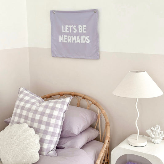 Let’s be mermaids girls wall banner | girls wall hanging ~ Lavender purple