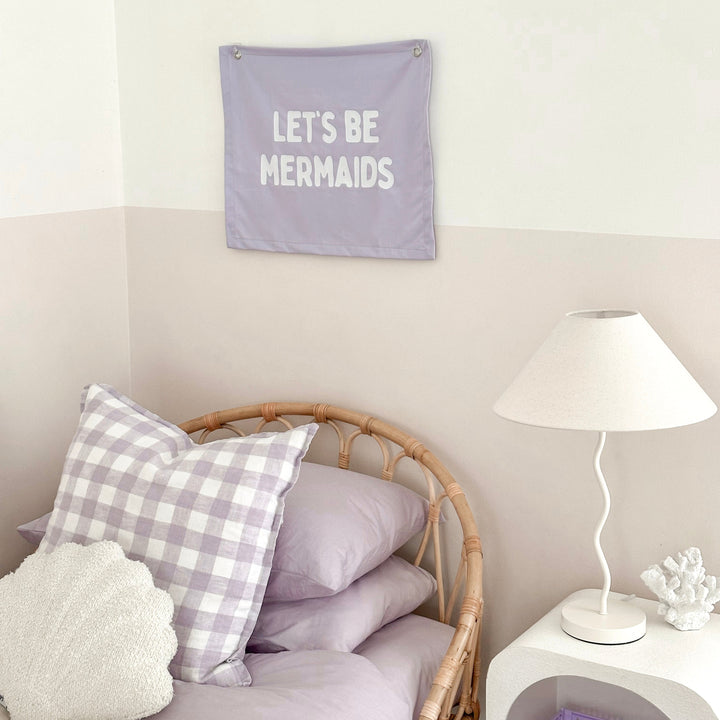 Let’s be mermaids girls wall banner | girls wall hanging ~ Lavender purple