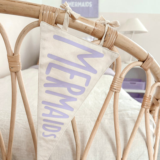 Mermaid nursery pennant flag. Mermaid wall flag. Girls ocean bedroom wall banner. Girls mermaid playroom flag banner. Kids playroom wall flag. Mermaid bedroom styling. Mermaid bedroom wall decor. Mermaid bedroom inspo. Mermaid bedroom decor ideas. 7 year old bedroom ideas. 10 year old bedroom ideas. 12 year old bedroom ideas.