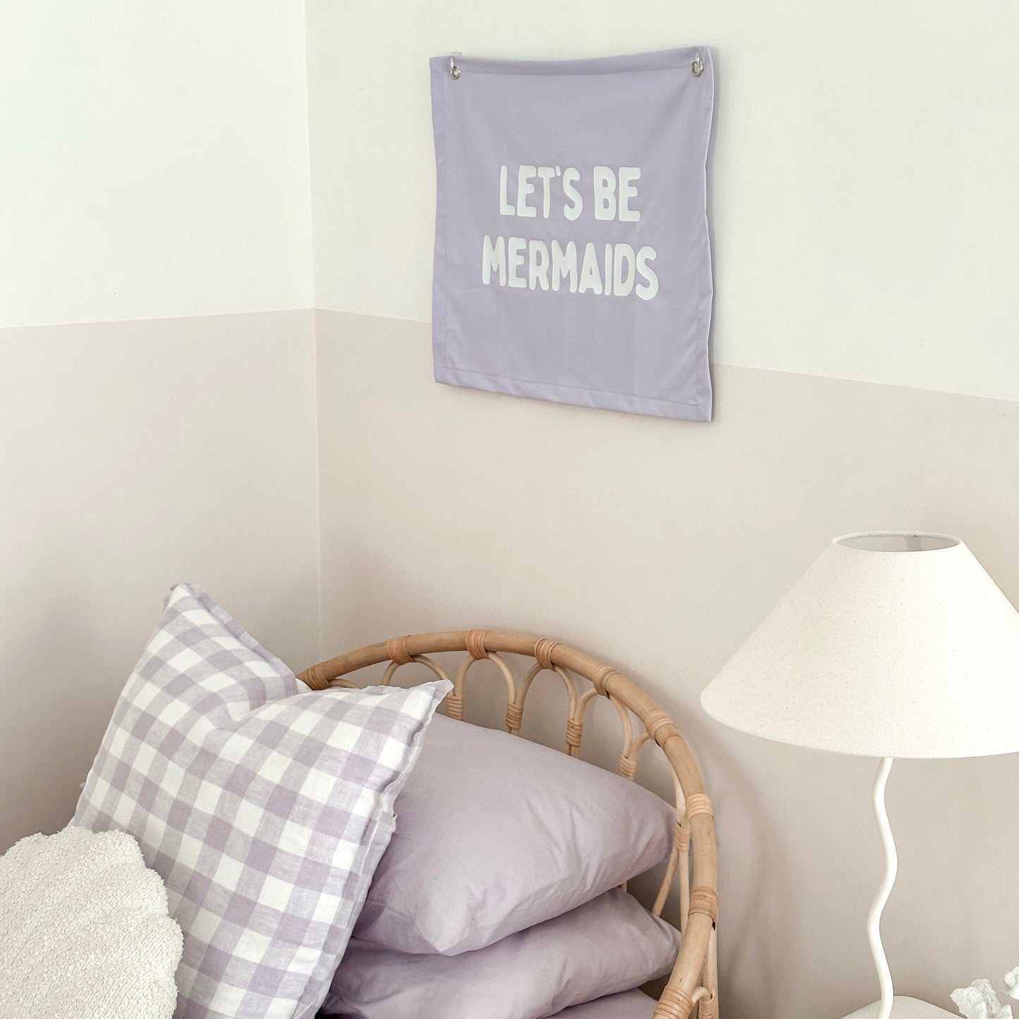 Let’s be mermaids girls wall banner | girls wall hanging ~ Lavender purple