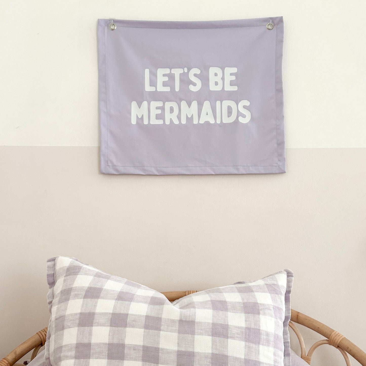 Let’s be mermaids girls wall banner | girls wall hanging ~ Lavender purple