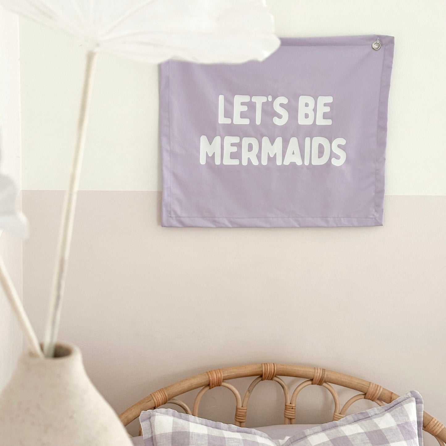Let’s be mermaids girls wall banner | girls wall hanging ~ Lavender purple