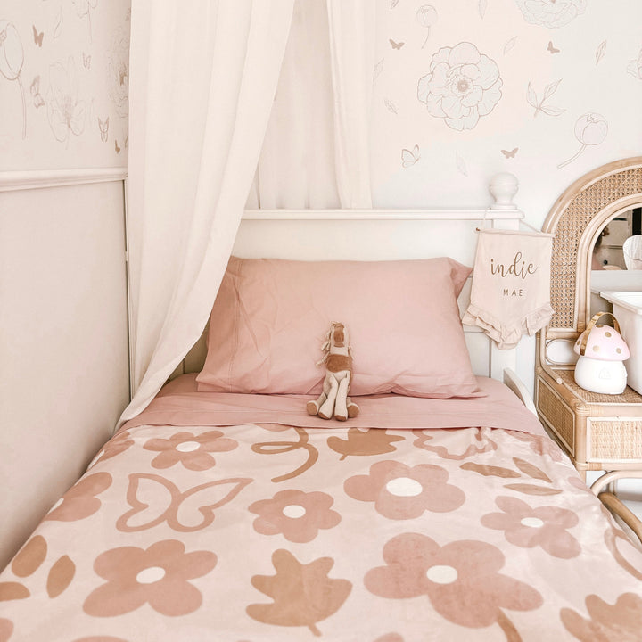 Girls minky blanket. Plush floral blanket. Snuggly girls bedding. Dusty pink floral blanket. Girls cottagecore bedding. Whimsical girls bedroom decor. Pink floral kids blanket. Butterfly nursery decor. Cottagecore girls room styling. Floral girls bedding. Girls dreamy bedroom inspo. Girls bedroom ideas age 5. Girls bedroom ideas age 8. Girls bedroom ideas age 12. Girls vintage bedroom.