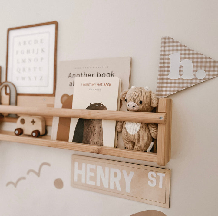 Personalised initial alphabet soup pennant flag  ~ Neutral gingham