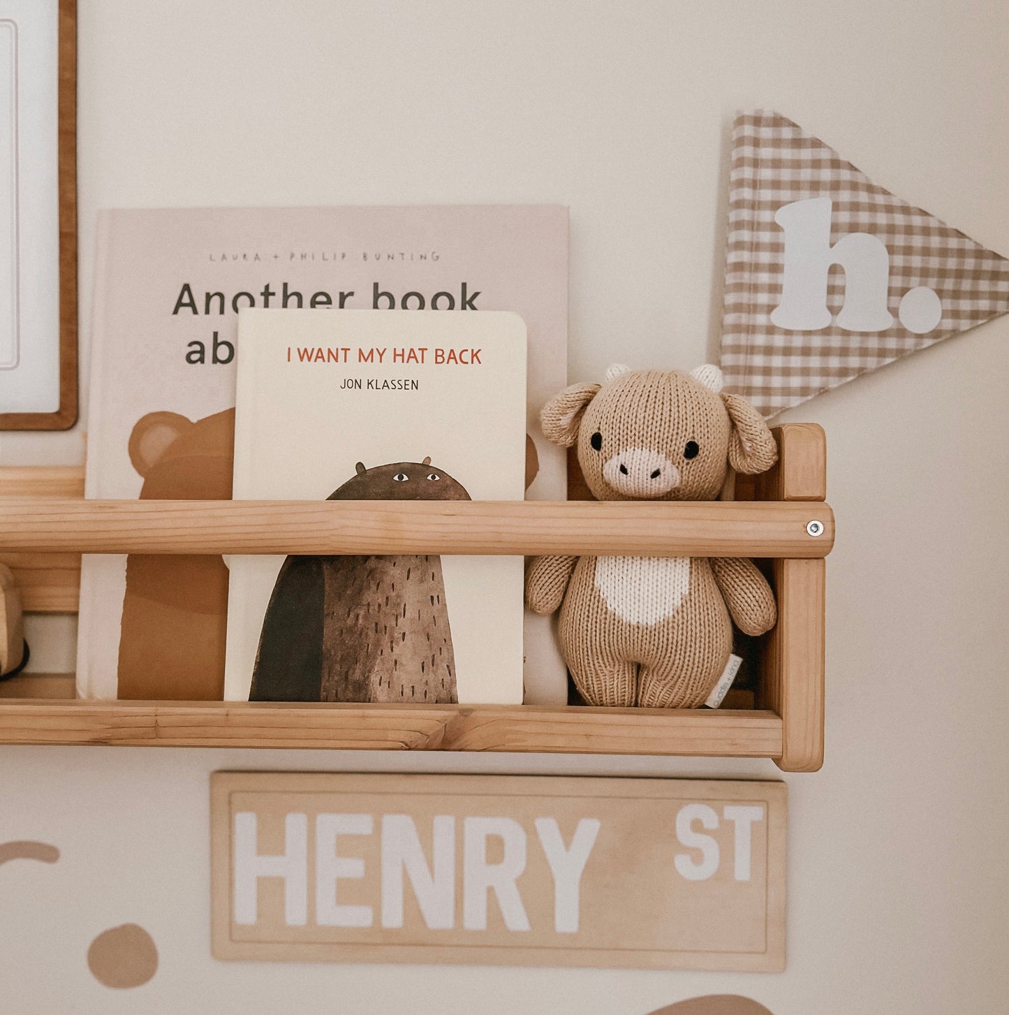 Personalised initial alphabet soup pennant flag  ~ Neutral gingham