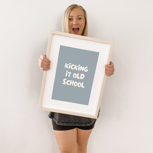 kicking it old school wall print. skater vibes wall art. kicking it old school kids unframed print. Kids wall art. Kids wall print. skater vibes boys bedroom print. urban boys bedroom styling. Boys skater bedroom wall decor. urban boys bedroom wall art. Boys skater room inspo. skater boys bedroom inspo. Boys old school bedroom ideas.