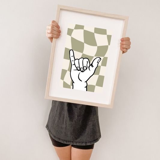 Shaka hang loose kids wall print / wall art ~ 7 colours