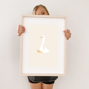 Goose nursery styling. Gender neutral goose bedroom decor. Duck duck goose wall print. Nostalgic, charming, timeless, storybook inspired, whimsical nursery inspo. Duck duck goose nursery ideas. Geese nursery wall print. Gender neutral kids wall art. Neutral goose nursery decor. Simple goose illustration wall print. Goose wall print. Goose nursery wall decor. Whimsical storybook kids room styling.