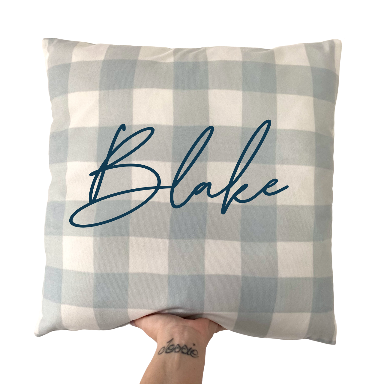 Gingham cushion slip / cushion cover ~ Sky ~ Personalised option