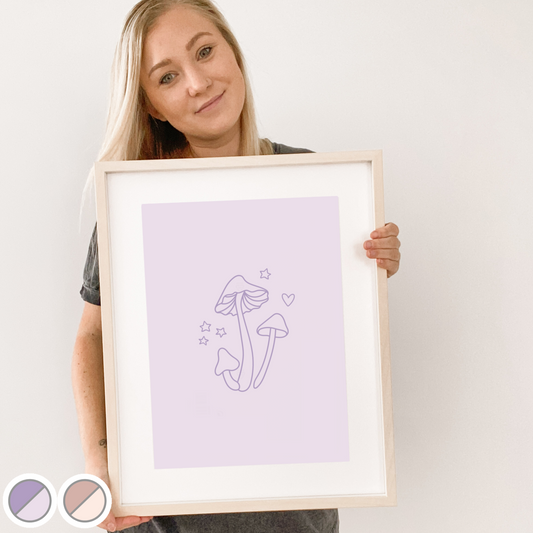 Tiny toadstools girls wall prints / wall art ~ 2 colours