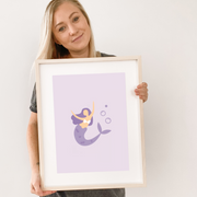 Purple girls room. Soft purple nursery decor. Classic girls bedroom styling. Sweet pastel purple bedroom decor. Mermaid wall art. Magical girls room inspo. Purple mermaid print decor. Timeless girls purple bedroom ideas. Elegant girls bedroom art. Girls feminine bedroom. Baby purple girls bedroom decor. Classic girls nursery decor. Classic purple bedroom. Delicate whimsical mermaid inspired girls decor.