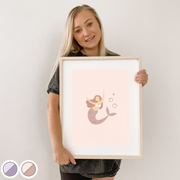 Pink girls room. Soft pink nursery decor. Classic girls bedroom styling. Sweet pastel pink bedroom decor. Mermaid wall art. Magical girls room inspo. Pink mermaid print decor. Timeless girls pink bedroom ideas. Elegant girls bedroom art. Girls feminine bedroom. Baby pink girls bedroom decor. Classic girls nursery decor. Classic pink bedroom. Delicate whimsical mermaid inspired girls decor.