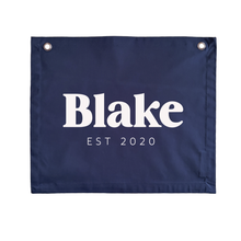 Personalised custom Established kids wall banner / wall hanging ~ Navy blue ~ 6 fonts