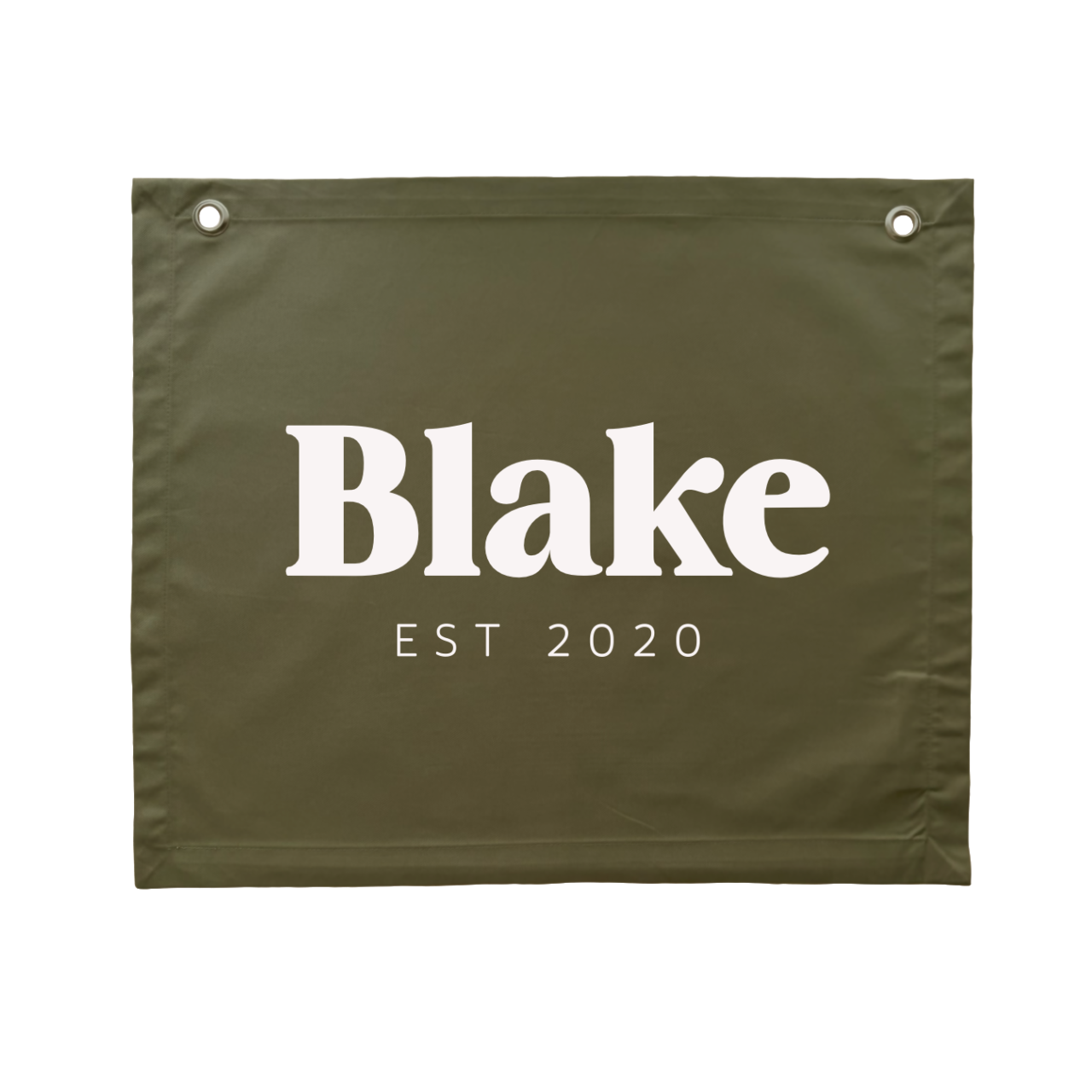 Personalised custom Established kids wall banner / wall hanging ~ Olive green ~ 6 fonts
