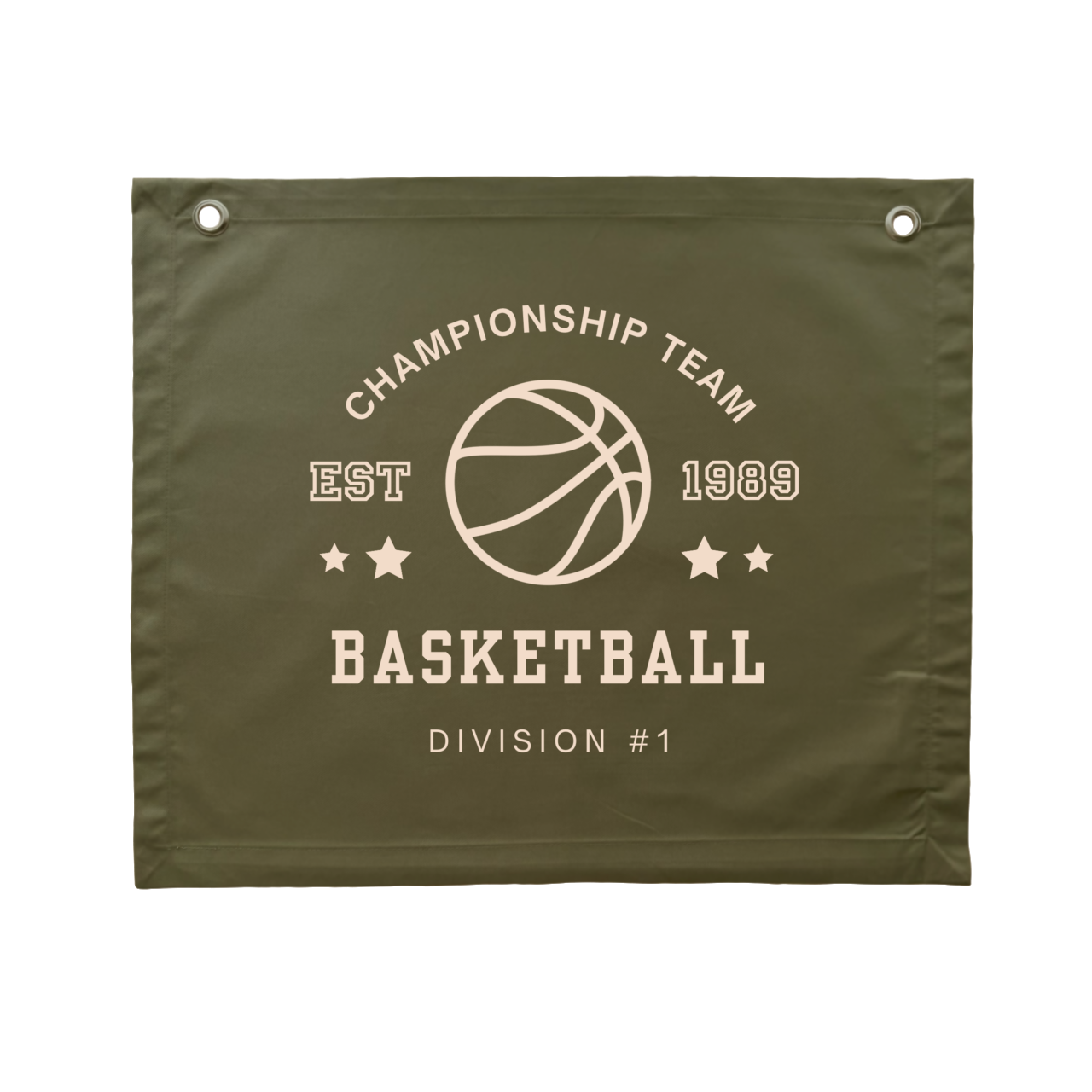 Olive Green Basketball wall banner. Khaki Vintage sports bedroom decor. College sports nursery sign. Court side inspired playroom styling. Basket ball wall hanging. Kids rental friendly decor. Boys bedroom decor. Sports themed kids room. Playroom wall banner. Kids bedroom inspo. Kids room ideas. Vintage kids decor. Army Green boys bedroom decor. 