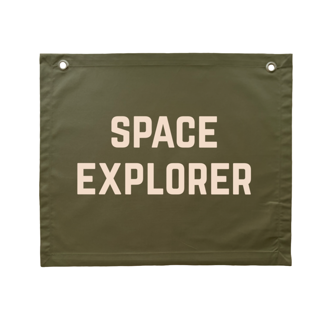 Olive green explorer wall banner. Outta space bedroom decor. Green Astronaut nursery sign. Galaxy inspired playroom styling. Planet kids wall hanging. Kids rental friendly decor. Army green Space themed kids bedroom. Boys bedroom decor. Playroom wall banner. Kids bedroom inspo. Kids green space playroom ideas. Olive green boys bedroom decor.