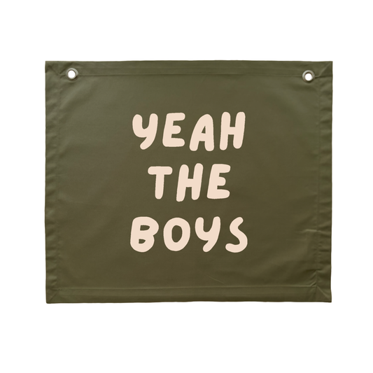 Yeah the boys kids wall banner / wall hanging ~ Olive green