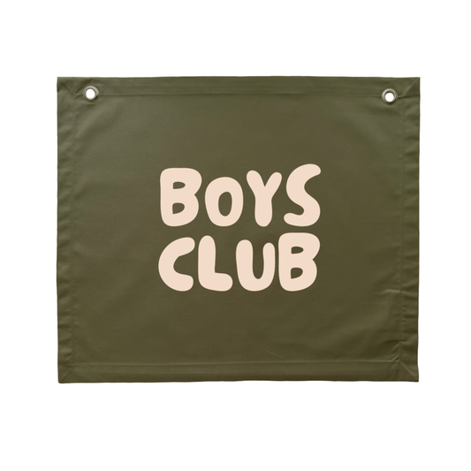 Boys club kids wall banner / wall hanging ~ Olive green