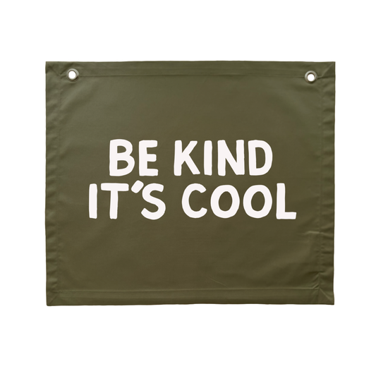 Olive green be kind its cool wall banner. Be kind its cool wall flag. Be kind its cool bedroom banner. Boys playroom banner. Boys playroom wall flag. Boys bedroom styling. Boys bedroom wall decor. Boys wbedroom inspo. Boys bedroom decor ideas. 7 year old bedroom ideas. 10 year old bedroom ideas. 12 year old bedroom ideas. Army green bedroom decor. Khaki green kids room.