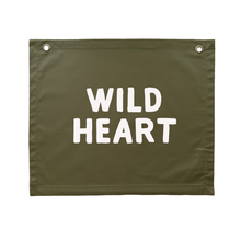 Wild heart kids wall banner / wall hanging ~ Olive green