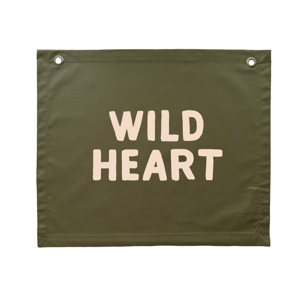 Wild heart kids wall banner / wall hanging ~ Olive green