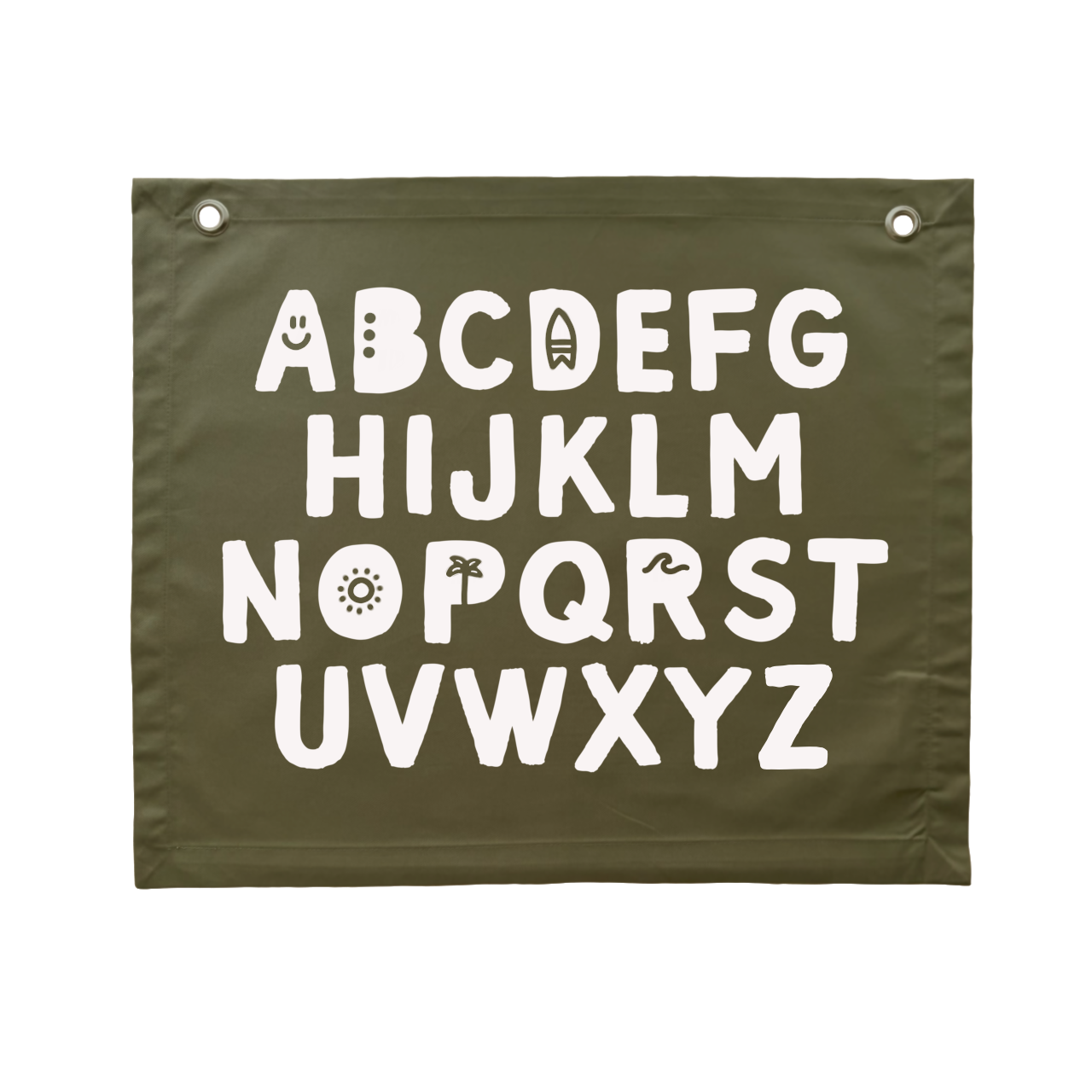 Army green kids room. Olive green nursery decor. Olive green Alphabet kids banner. Army green abc banner. Boys alphabet wall banner. Surf boys green bedroom styling. Boys calm surf bedroom decor. Boys surf bedroom wall banner. Boys fun surf room inspo. Beach boys bedroom inspo. Beach boys bedroom ideas. Coastal boys bedroom inspo. ABC wall banner. Deep green boys bedroom decor.