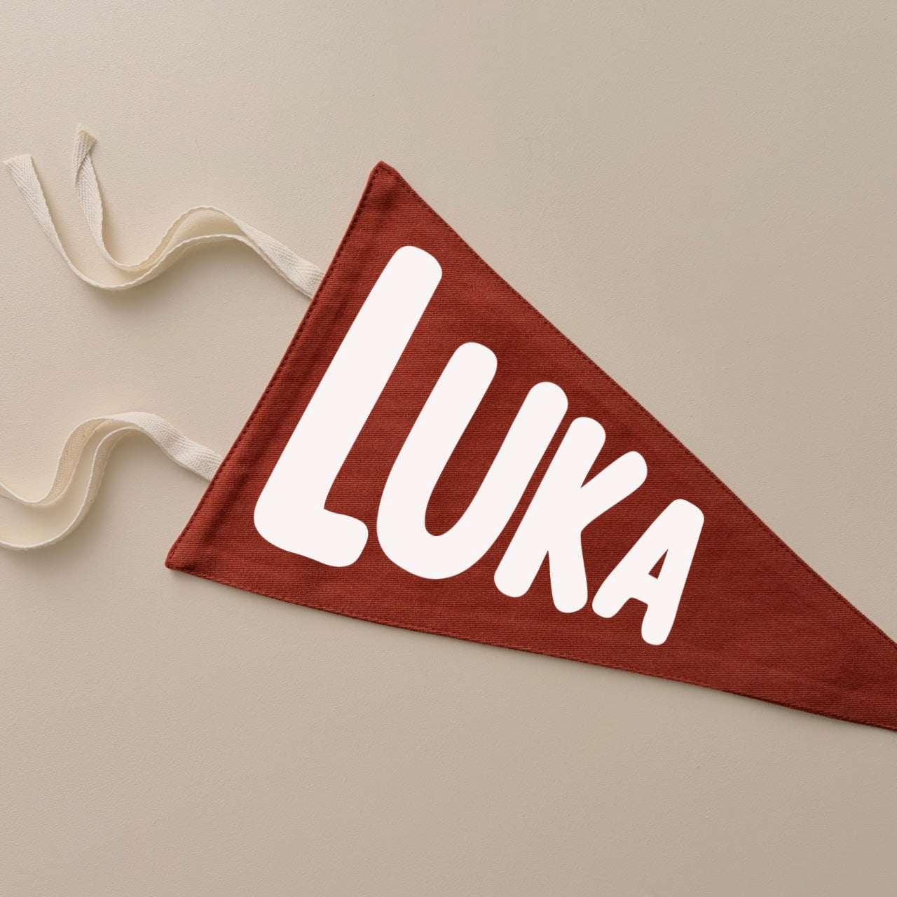Personalised name tie up pennant flag | custom wall hanging