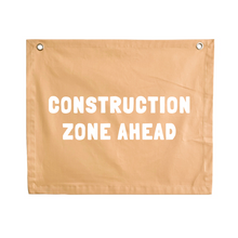 Construction zone ahead kids wall banner ~ Honey yellow