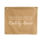 Neutral tan Teddy bear nursery styling. Gender neutral Teddy bear picnic bedroom decor. Tan Teddy bear bedroom wall banner. Boys vintage teddy bear nursery inspo. Storybook Teddy bear boys bedroom inspo. Teddy bear timeless boys nursery ideas. Teddy bear boys bedroom decor. Personalised Boys wall banner. Teddy bear picnic boys nursery decor. Classic Teddy bear wall banner. Teddy wall banner. Teddy nursery wall decor. Gender neutral nursery decor. 