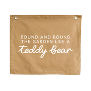 Neutral tan Teddy bear nursery styling. Gender neutral Teddy bear picnic bedroom decor. Tan Teddy bear bedroom wall banner. Boys vintage teddy bear nursery inspo. Storybook Teddy bear boys bedroom inspo. Teddy bear timeless boys nursery ideas. Teddy bear boys bedroom decor. Personalised Boys wall banner. Teddy bear picnic boys nursery decor. Classic Teddy bear wall banner. Teddy wall banner. Teddy nursery wall decor. Gender neutral nursery decor. 