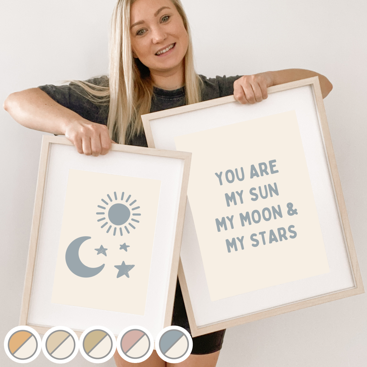 Sun, moon and stars kids wall print / wall art ~ 5 colours