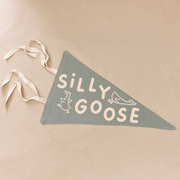 Silly Goose pennant flag, Goose nursery decor, Gender neutral nursery decor, Nostalgic nursery decor, Kids tie up pennant, Funny kids room decor, Playful nursery wall hanging, Kids bedroom wall decor, Neutral baby room decor, Vintage kids decor, Fabric wall flag, Rental friendly kids decor, Playroom wall decor, Goose bedroom decor, Australian nursery decor, Hello Saturday Kids Decor