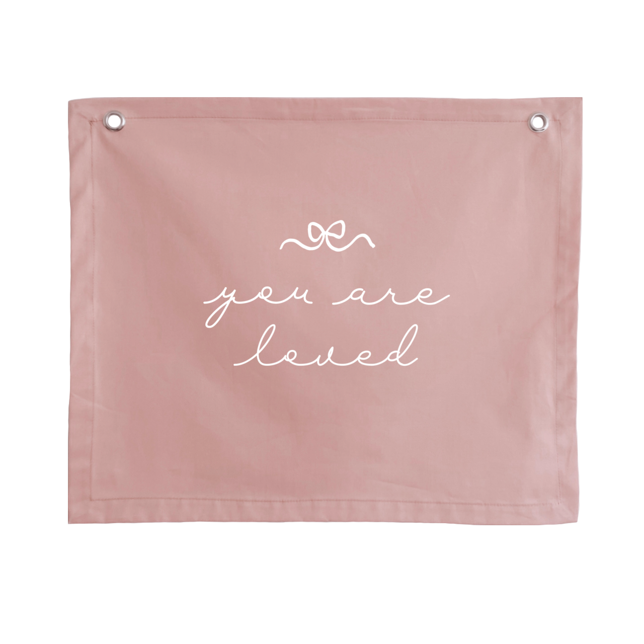 You Are Loved banner. Girls bedroom decor. Affirmation wall decor. Girls nursery sign. Dainty playroom styling. Pretty girls room wall hanging. Kids rental friendly decor. Girls bedroom wall banner. Playroom wall decor. Kids bedroom inspo. Kids playroom ideas.