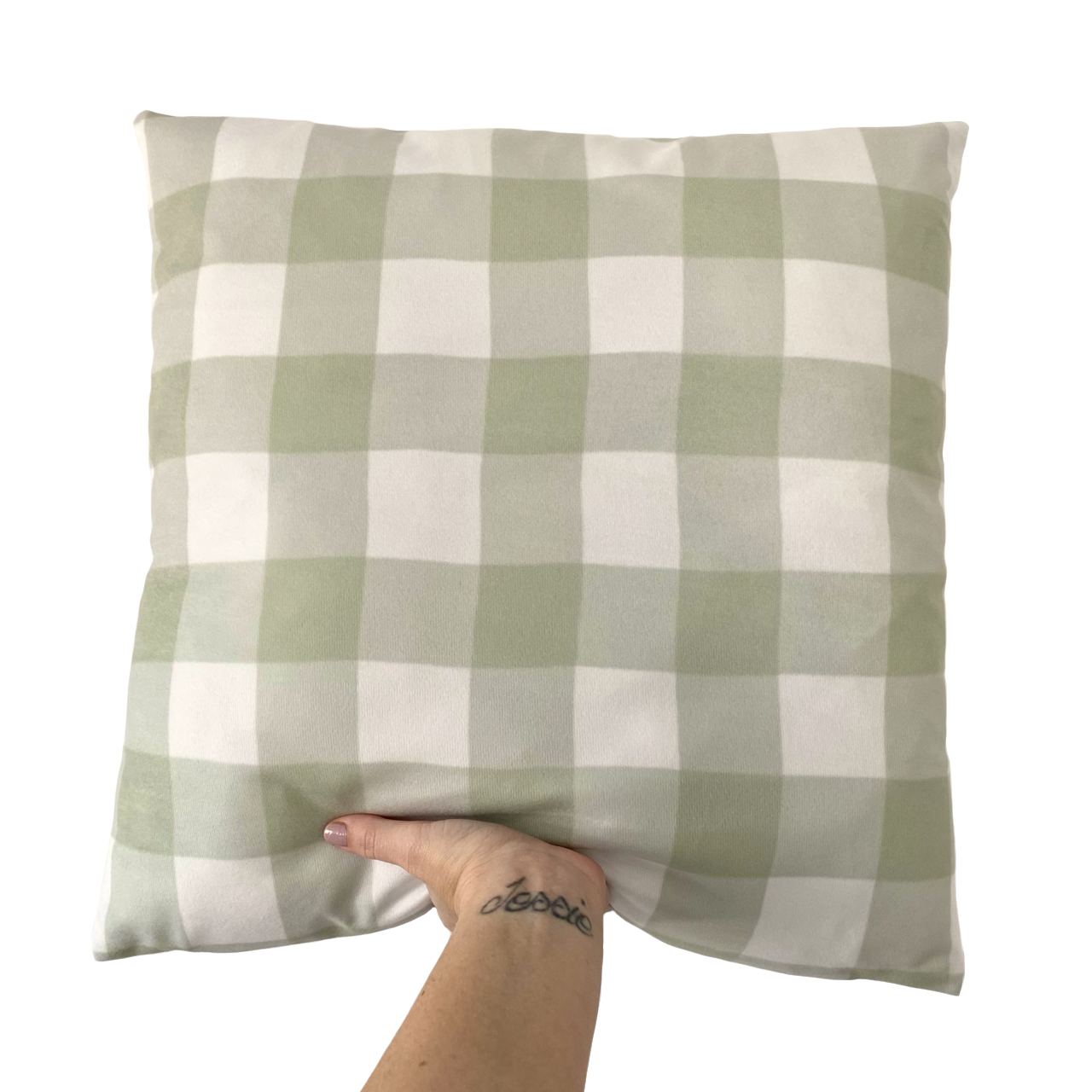 Gingham cushion slip / cushion cover ~ Gum leaf ~ Personalisation option