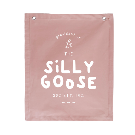 Silly goose nursery flag. Silly goose wall flag. Silly goose bedroom wall banner. Silly goose playroom banner. Kids playroom wall flag. Nursery styling. Toddler bedroom inspo. Toddler bedroom decor ideas. Silly goose nursery decor.