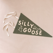 Silly Goose pennant flag, Goose nursery decor, Gender neutral nursery decor, Nostalgic nursery decor, Kids tie up pennant, Funny kids room decor, Playful nursery wall hanging, Kids bedroom wall decor, Neutral baby room decor, Vintage kids decor, Fabric wall flag, Rental friendly kids decor, Playroom wall decor, Goose bedroom decor, Australian nursery decor, Hello Saturday Kids Decor