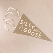 Silly Goose pennant flag, Goose nursery decor, Gender neutral nursery decor, Nostalgic nursery decor, Kids tie up pennant, Funny kids room decor, Playful nursery wall hanging, Kids bedroom wall decor, Neutral baby room decor, Vintage kids decor, Fabric wall flag, Rental friendly kids decor, Playroom wall decor, Goose bedroom decor, Australian nursery decor, Hello Saturday Kids Decor