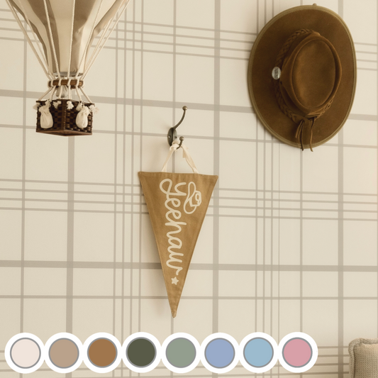 Kids western pennant flag. Kids yeehaw wall flag. Kids rodeo bedroom wall banner. Kids desert playroom flag banner. Kids cowboy playroom wall flag. Kids cowgirl bedroom styling. Kids western bedroom wall decor. Kids cowboy bedroom inspo. Kids bedroom decor ideas. 7 year old bedroom ideas. 10 year old bedroom ideas. 12 year old bedroom ideas.