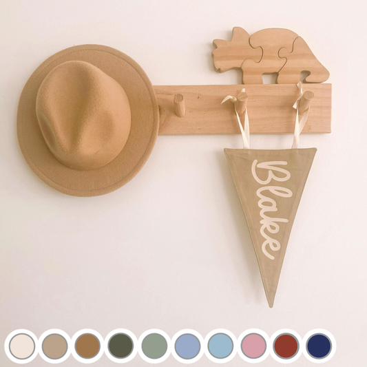 Personalised name tie up pennant flag | custom wall hanging