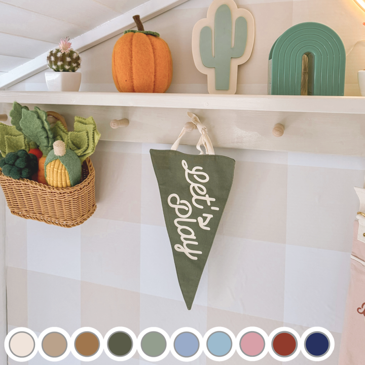 Let’s play tie up pennant flag | wall hanging