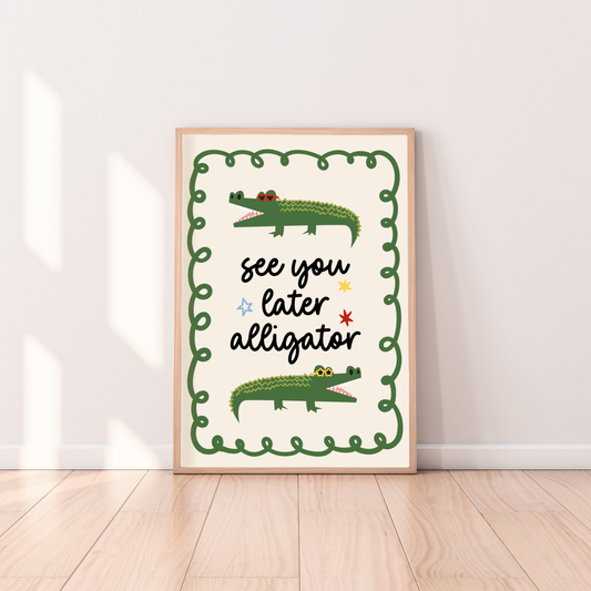 Cool Croc Print, See You Later Alligator Print, Alligator Wall Art, Crocodile Wall Art, Crocodile Kids Print, Alligator Kids Print, Kids Crocodile Decor, Boys Wall Art, Boys Bedroom Print, Boys Bedroom Decor, Kids Room Wall Art, Kids Bedroom Print, Cool Boys Decor, Fun Boys Wall Art, Playful Kids Decor, Colourful Boys Decor, Crocodile Bedroom Decor, Alligator Bedroom Decor, Animal Wall Art Kids, Kids Animal Print, Nursery Wall Art, Playroom Wall Art, Kids Playroom Decor, A4 Kids Print, A3 Kids Print, Unfram