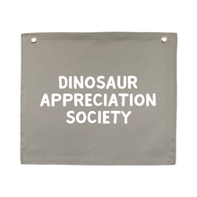 Dinosaur appreciation society grey wall banner ~ Mist grey