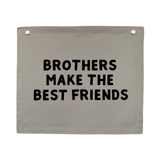 Brothers bedroom styling. Brothers bedroom wall decor. Brothers bedroom wall banner. Brothers wall banner. Brothers bedroom inspo. Brothers bedroom decor ideas. Shared boys bedroom decor. Brothers make the best friends banner. Shared boys room inspo.