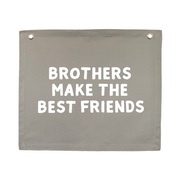 Brothers bedroom styling. Brothers bedroom wall decor. Brothers bedroom wall banner. Brothers wall banner. Brothers bedroom inspo. Brothers bedroom decor ideas. Shared boys bedroom decor. Brothers make the best friends banner. Shared boys room inspo.