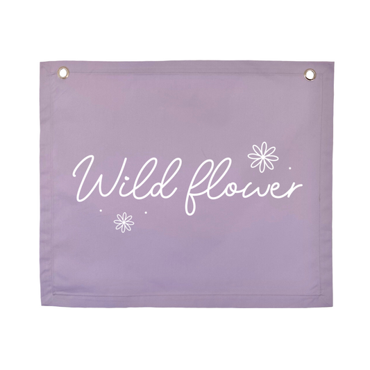 Wild flower v2 girls wall banner / wall hanging ~ Lavender